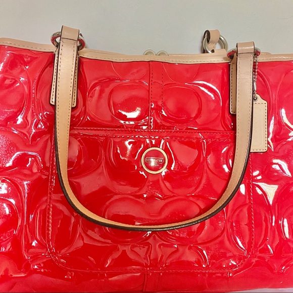 Coach Signature Embossed Patent Leather Handbag - Picture 4 of 13